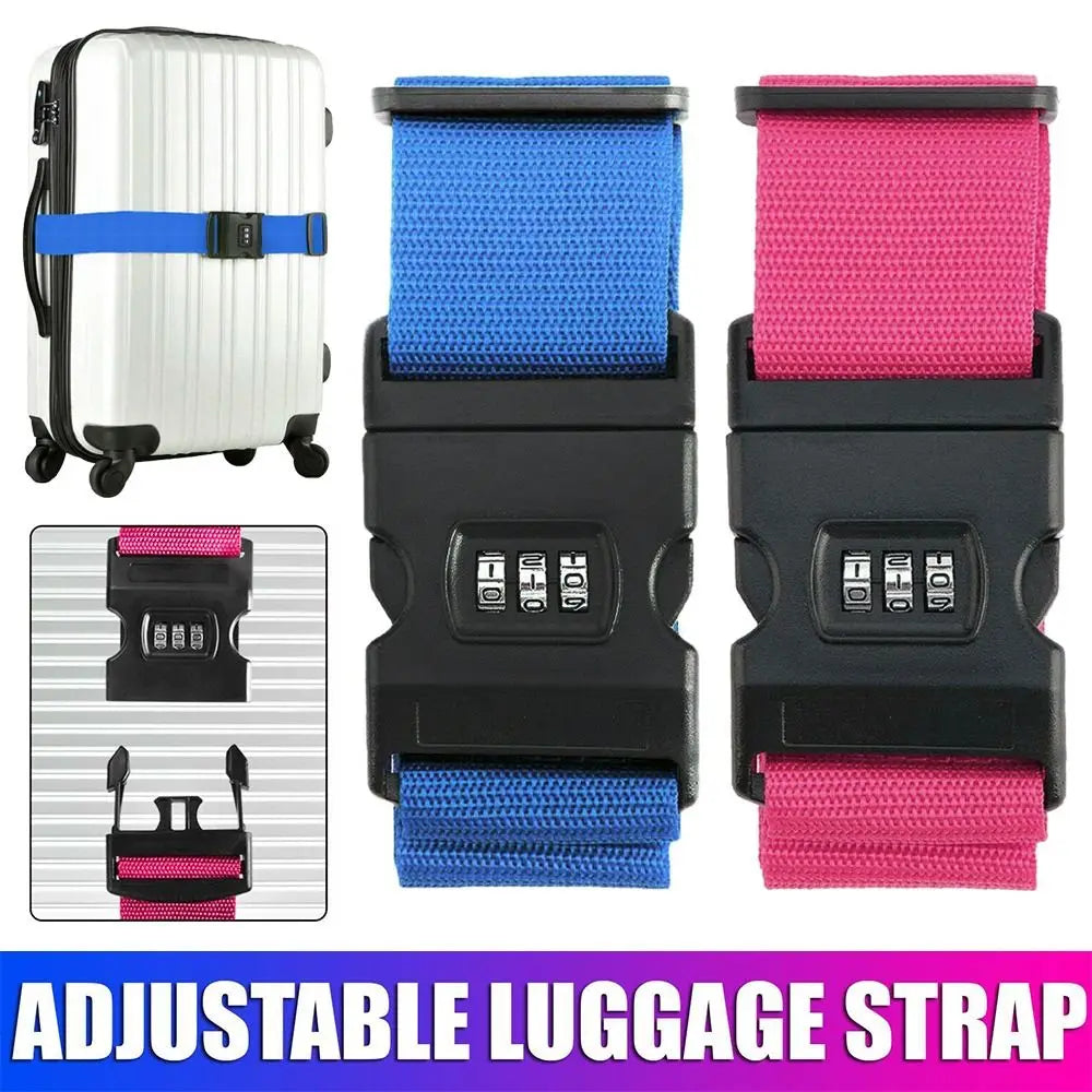 New Combination Lock Luggage Strap Adjustable Baggage Belts