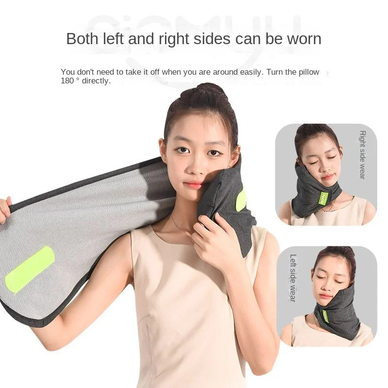 Memory Foam Pillow, Neck Support Cushion with Washable Cover for Plane, Train and Car