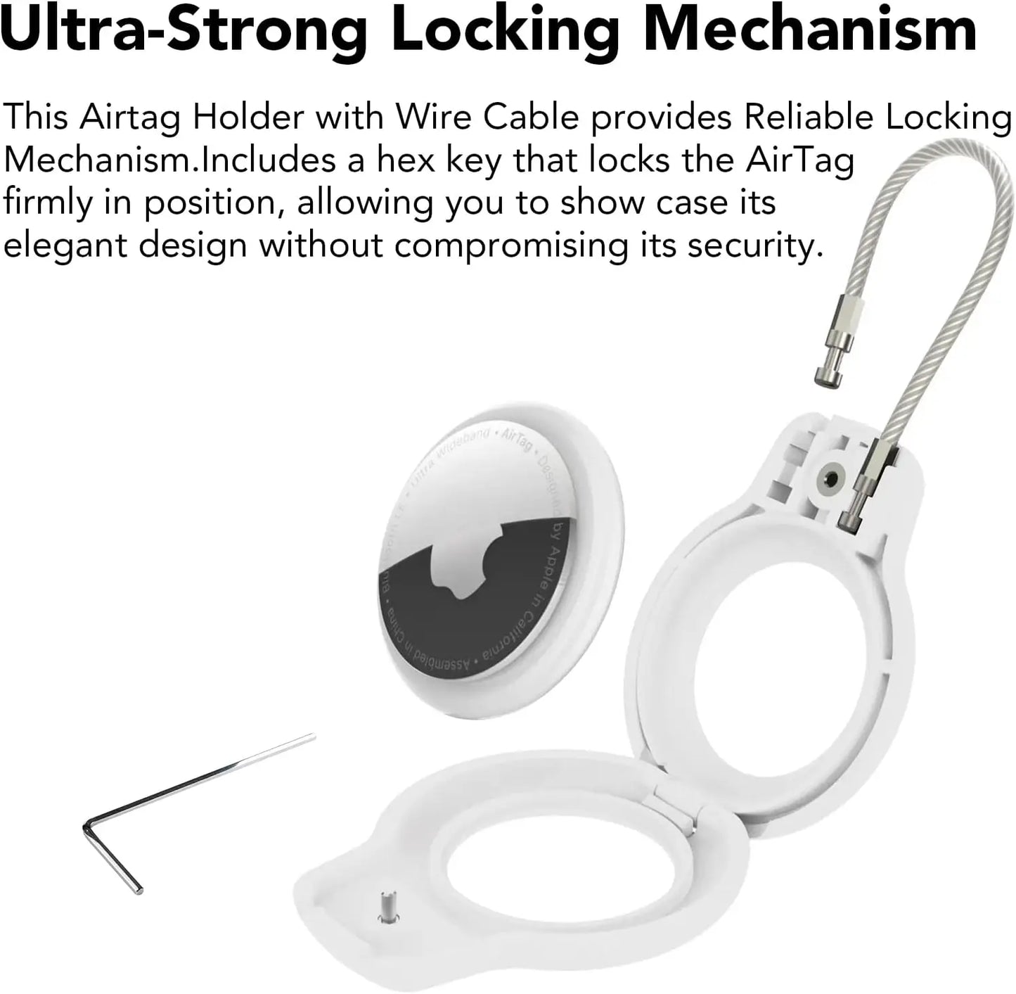 Wire Cable Air Tag Lock Case Keychain, Key Ring, and Key Chain Luggage tag for Keys