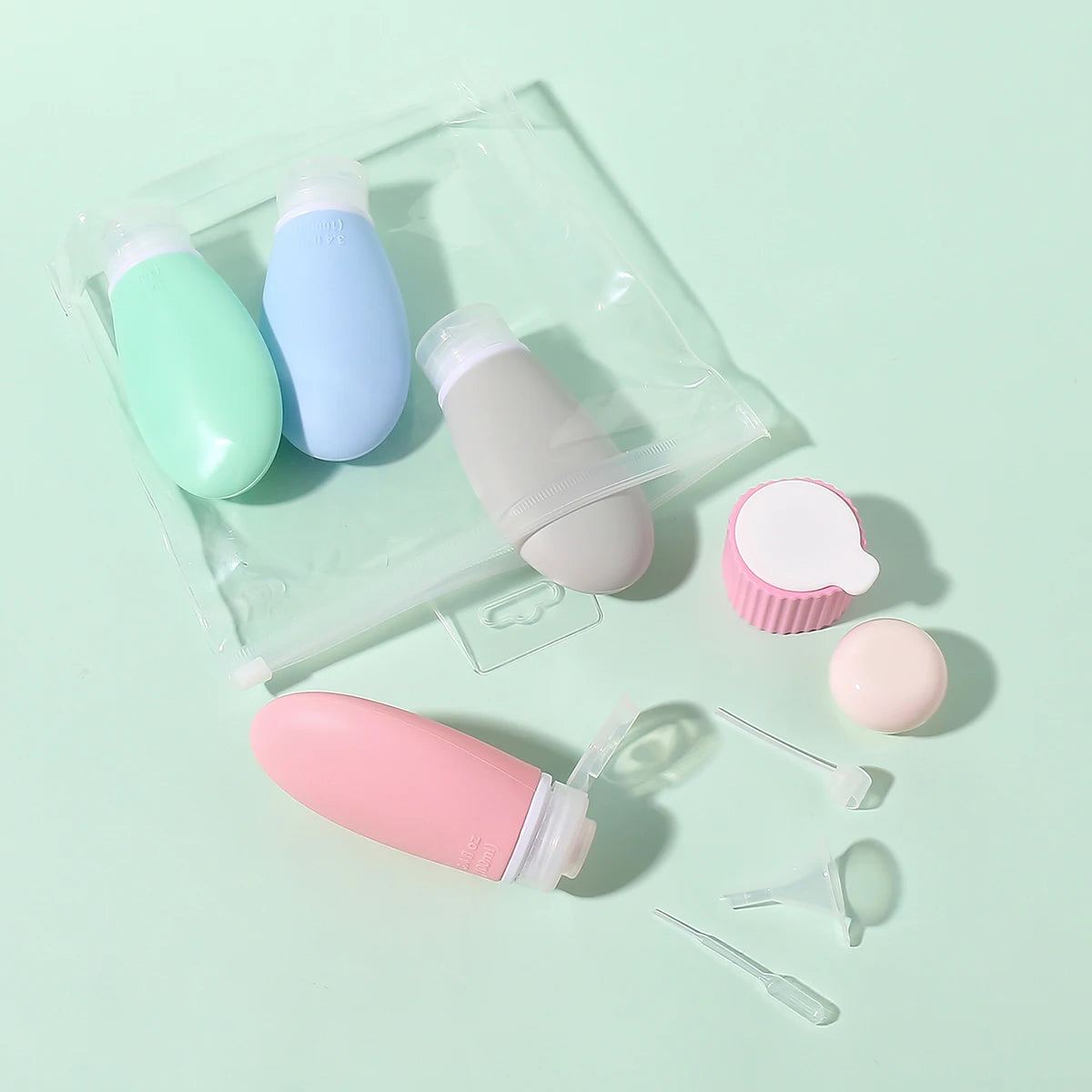 9 Pcs Empty Travel Size Squeeze Silicone Bottles Set Leak-Proof Design Kit for Toiletries Shampoo, Conditioner, Lotion