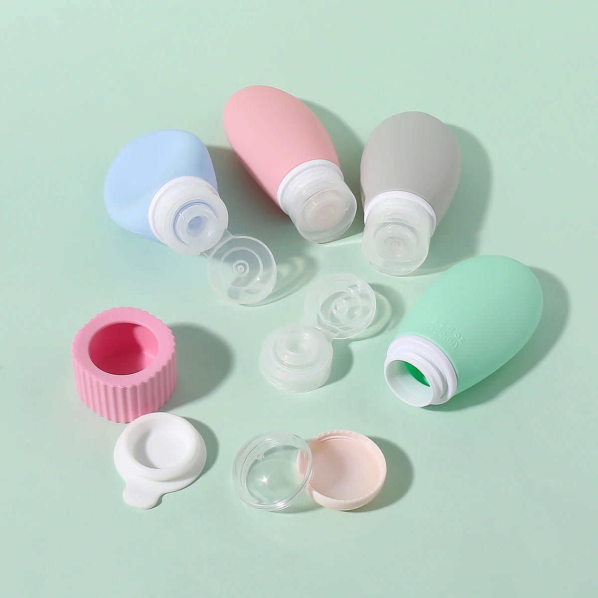 9 Pcs Empty Travel Size Squeeze Silicone Bottles Set Leak-Proof Design Kit for Toiletries Shampoo, Conditioner, Lotion