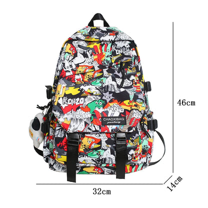 Graffiti Print School Backpack