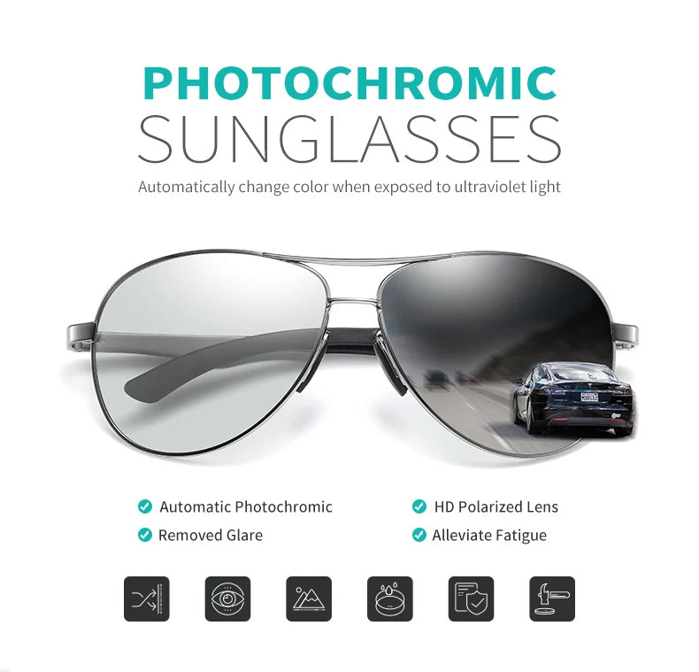 Pilot Photochromic Anti-Glare Sunglasses