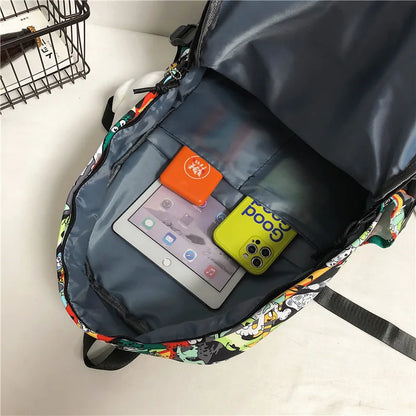 Graffiti Print School Backpack