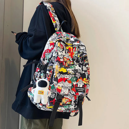 Graffiti Print School Backpack
