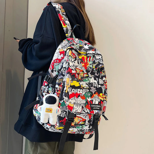 Graffiti Print School Backpack