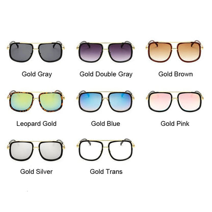 Flat Top Oversized Mirror Sun Glasses