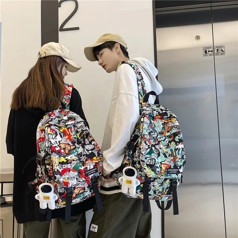 Graffiti Print School Backpack
