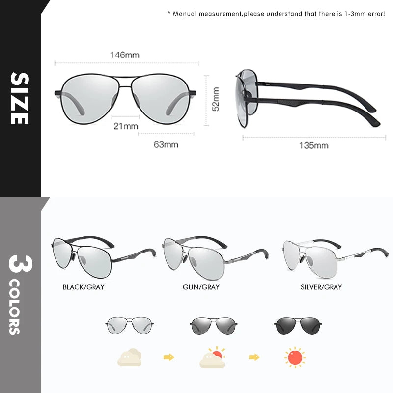 Pilot Photochromic Anti-Glare Sunglasses