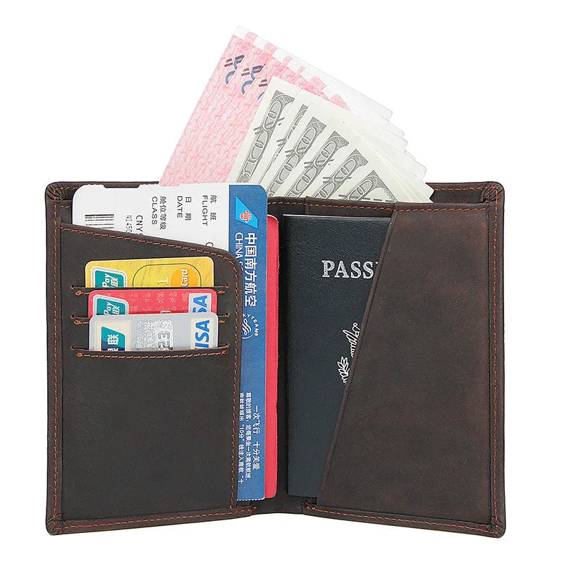 Handmade leather passport case,