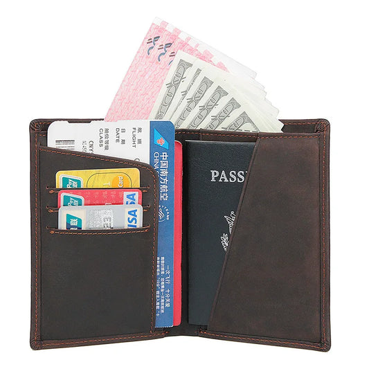 Handmade leather passport case,
