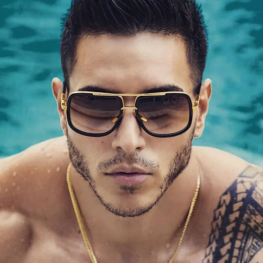 Flat Top Oversized Mirror Sun Glasses