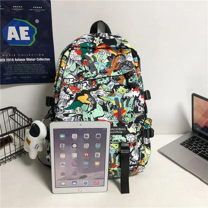 Graffiti Print School Backpack