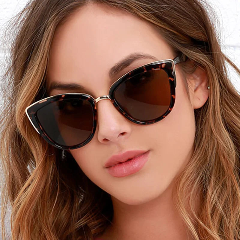 Vintage Cat Eye Sunglasses with Metal Frame