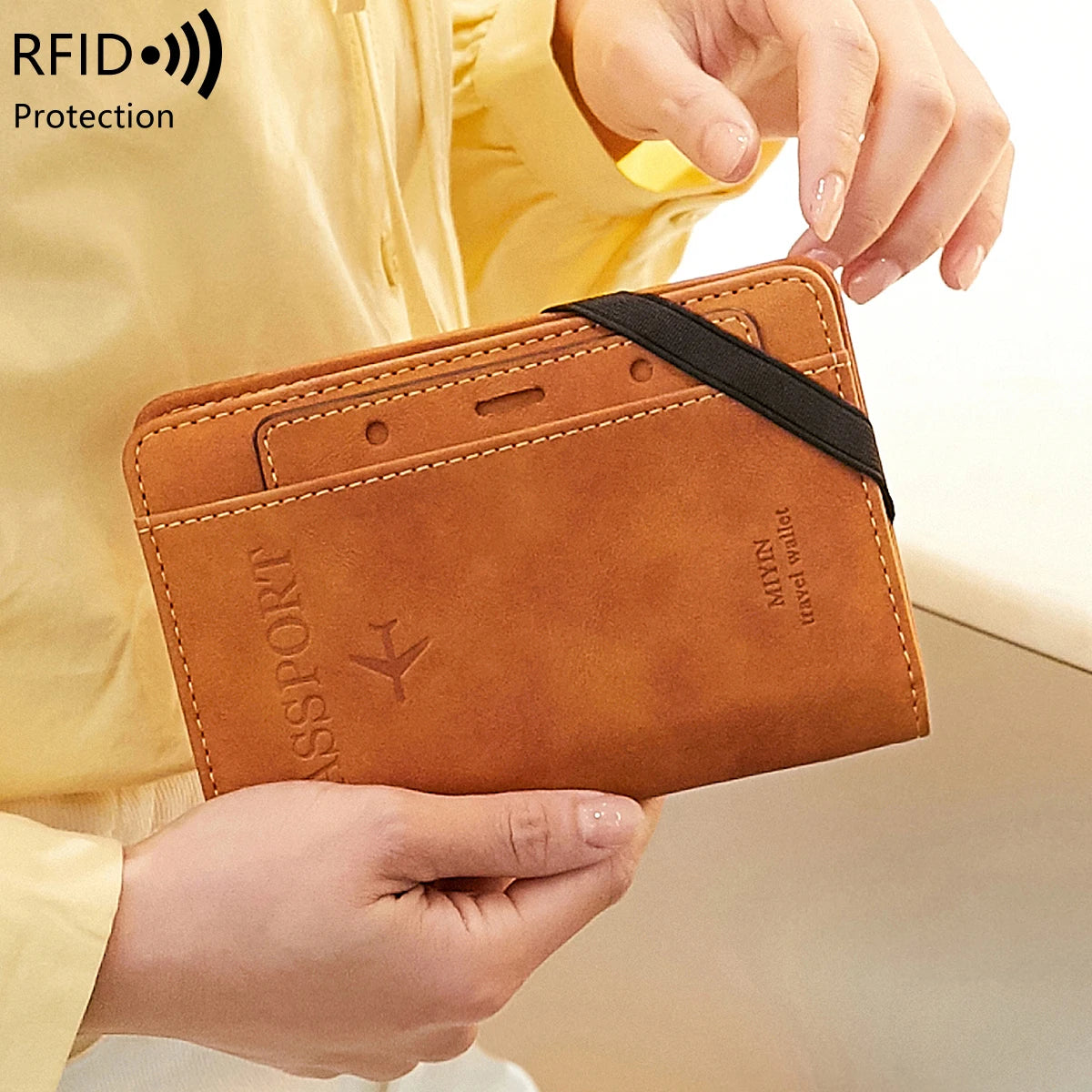 RFID shielded passport and vaccine card holder, movable card slot