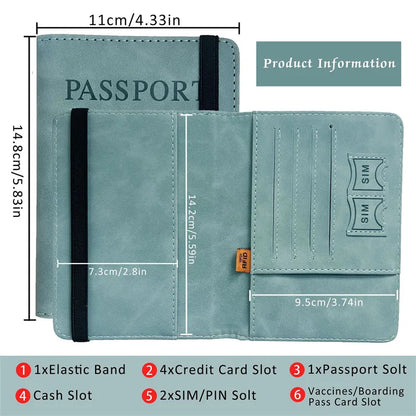 RFID Vintage Business Passport Covers Holder Multi-Function ID Bank Card PU Leather Wallet Case Travel Accessories