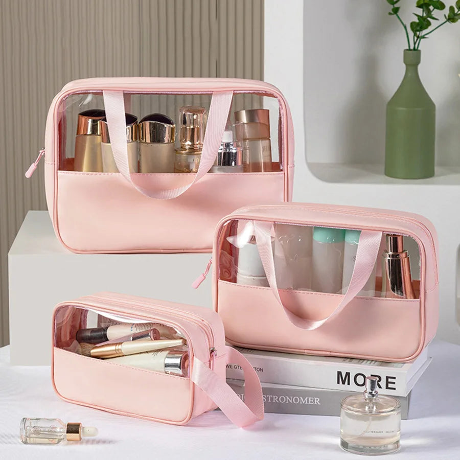 Travel Toiletry Bag, Matte Translucent Bag with Handy Handle, Organizer