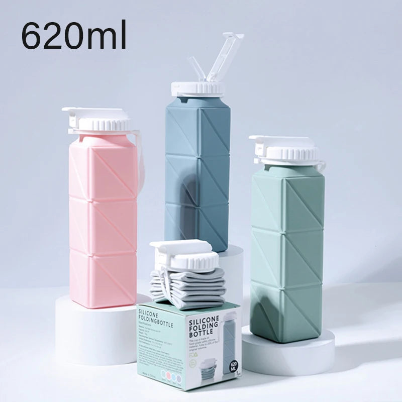 620ml Folding Silicone Portable Water Bottle for Sports and Travel