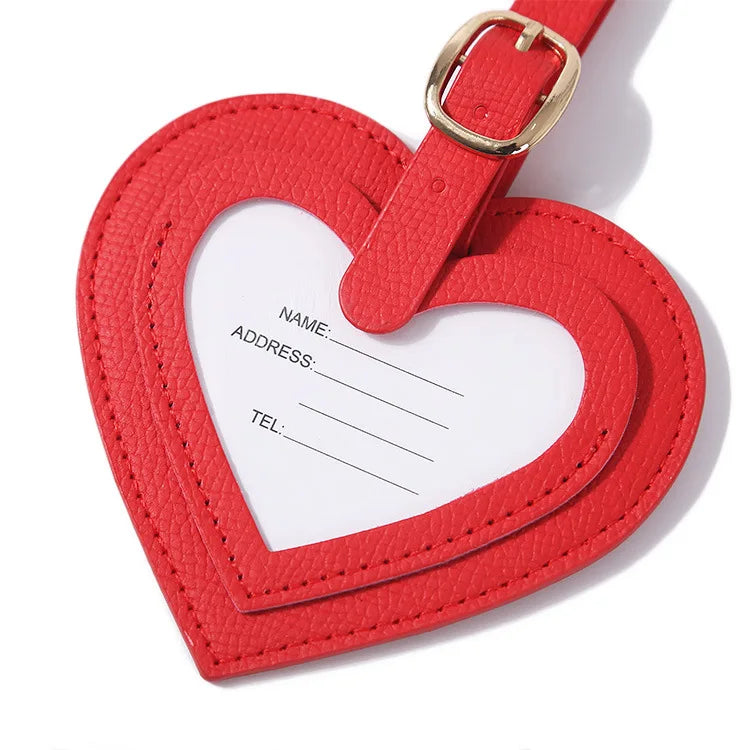 Heart Style PU Leather Luggage Tag