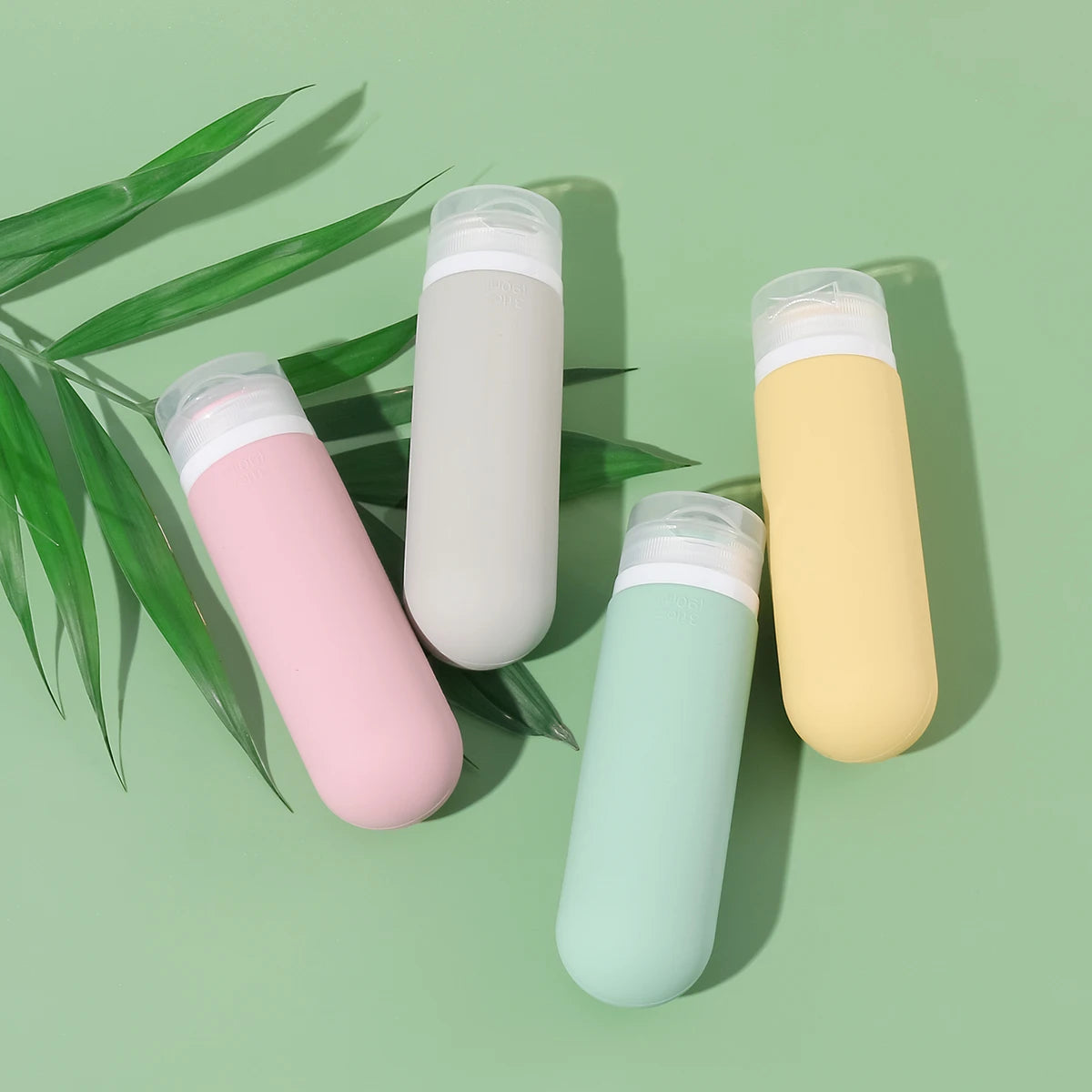 4pcs 2oz/3oz Colorful Leak Proof Squeezable Silicone Travel Toiletry Bottles