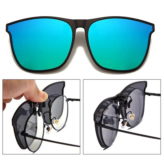 Polarized Clip On Sunglasses with Photochromic Night Vision and Anti Glare