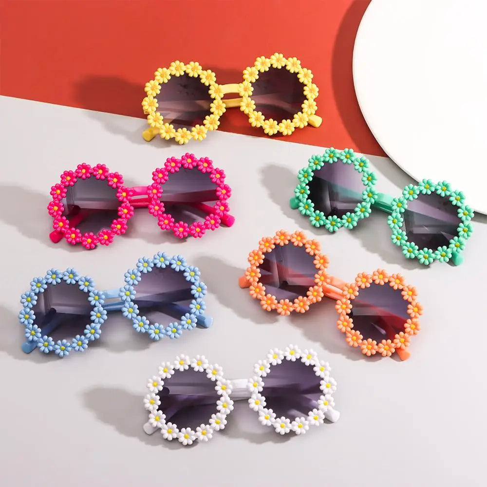 Children Cute Acrylic Flower Outdoor Sun Protection Sunglasses