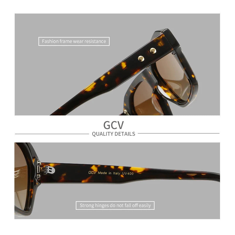 Acetate Square Rectangular Polarized Eyewear with Uv400 Lens