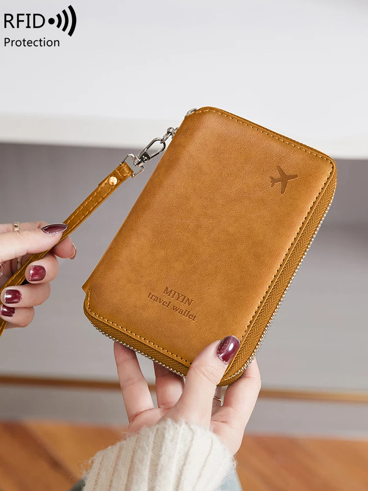 RFID passport holder multifunctional PU leather wallet holder unisex
