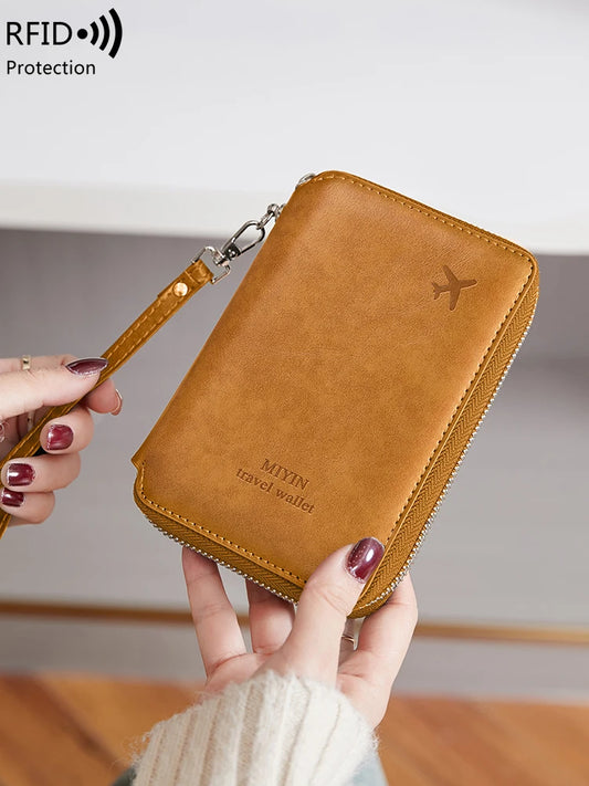 RFID passport holder multifunctional PU leather wallet holder unisex