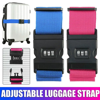 New Combination Lock Luggage Strap Adjustable Baggage Belts