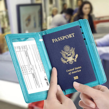 RFID-Safe PU Leather Passport Holder Durable Travel Wallet Document Organizer