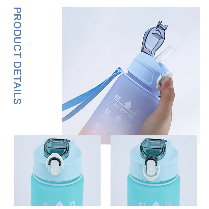 900ML  Motivational Portable Water Bottle with Time Marker Leak-proof Top