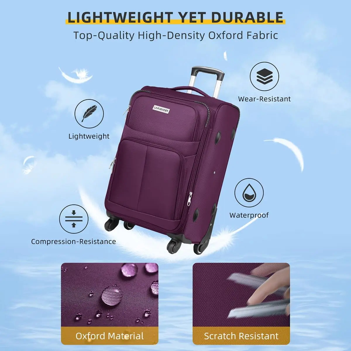 Softside Luggage Sets 4 Piece with Duffel Bag, Expandable Rolling Suitcases Set and Spinner Wheels