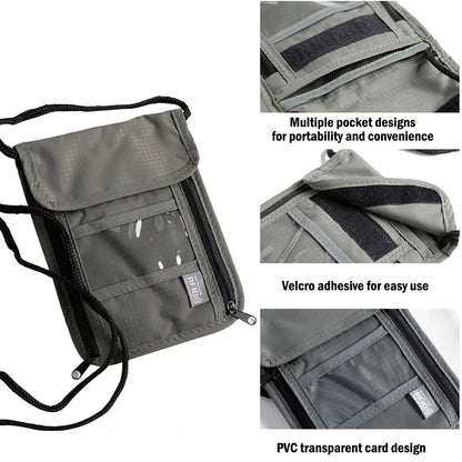 RFID Passport ID Bag Waterproof Document Pouch Passport Bag Neck Wallet Packet ID Credit Card Holder