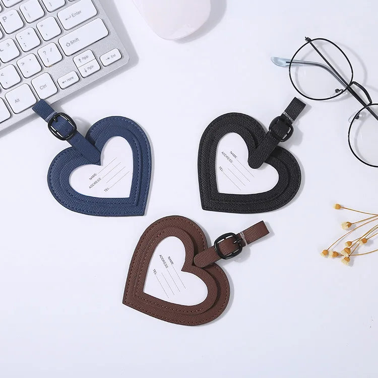 Heart Style PU Leather Luggage Tag