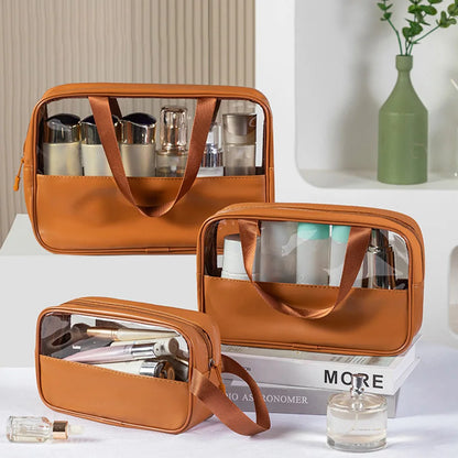 Travel Toiletry Bag, Matte Translucent Bag with Handy Handle, Organizer