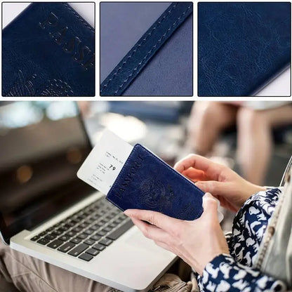 PU Leather Slim Passport Holder With Waterproof Vaccine Card Slots