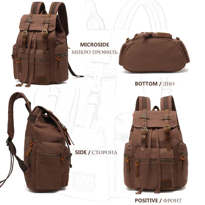 14 Inch Retro Canvas Wear-resistant Vintage Laptop Backpack