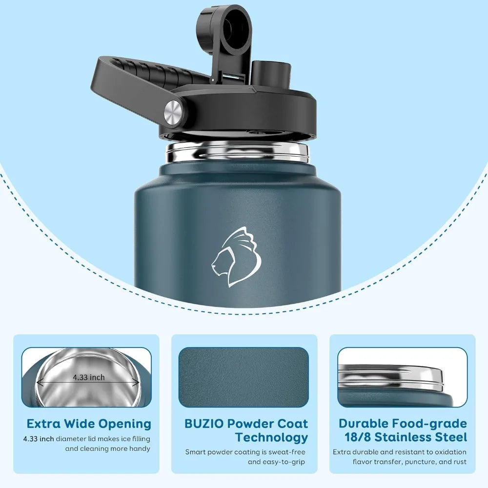 One Gallon Vacuum Insulated 18/8 Food-Grade Stainless Steel Jug, with 2 Stainless Steel cups