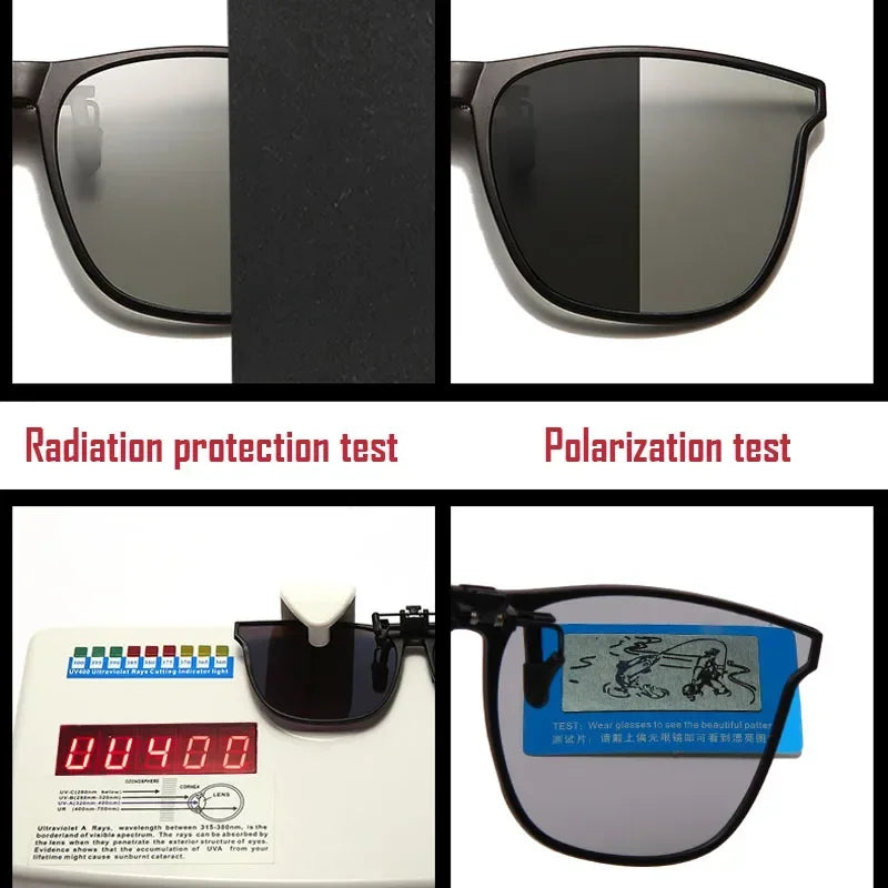 Polarized Clip On Sunglasses with Photochromic Night Vision and Anti Glare