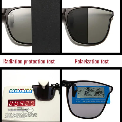 Polarized Clip On Sunglasses with Photochromic Night Vision and Anti Glare