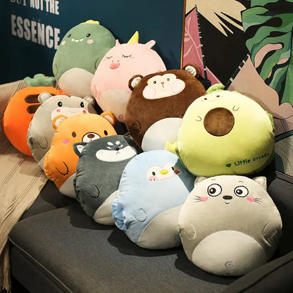 3 In1 Stuffed Hand Warmer Bag Cartoon Animal Pillow/Blanket
