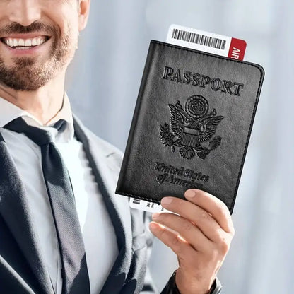 PU Leather Slim Passport Holder With Waterproof Vaccine Card Slots