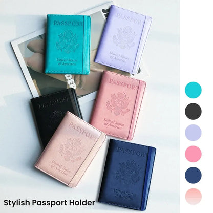 RFID-Safe PU Leather Passport Holder Durable Travel Wallet Document Organizer