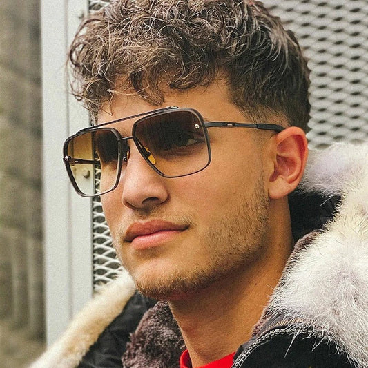 Luxury Classic Black Metal Square Sunglasses unisex