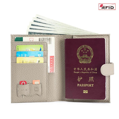New Genuine RFID Ultra-thin Multifunctional Ticket Holder Passport Certificate Wallet Storage Bag for Women