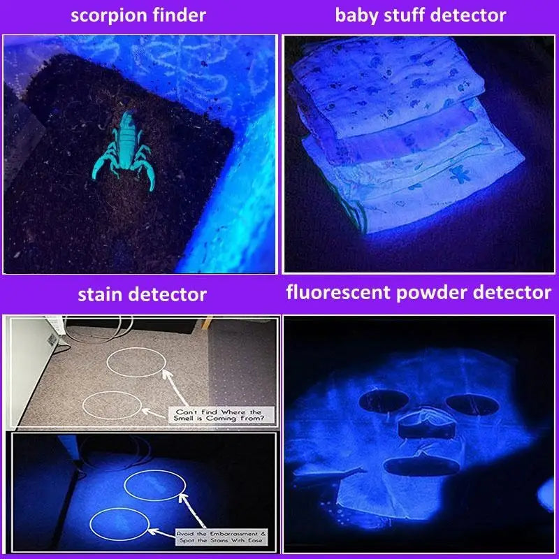 Rechargeable LED UV Flashlight with Black Light Pet Urine Stains Detector