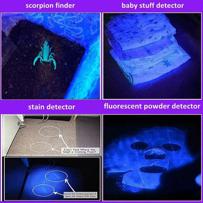Rechargeable LED UV Flashlight with Black Light Pet Urine Stains Detector