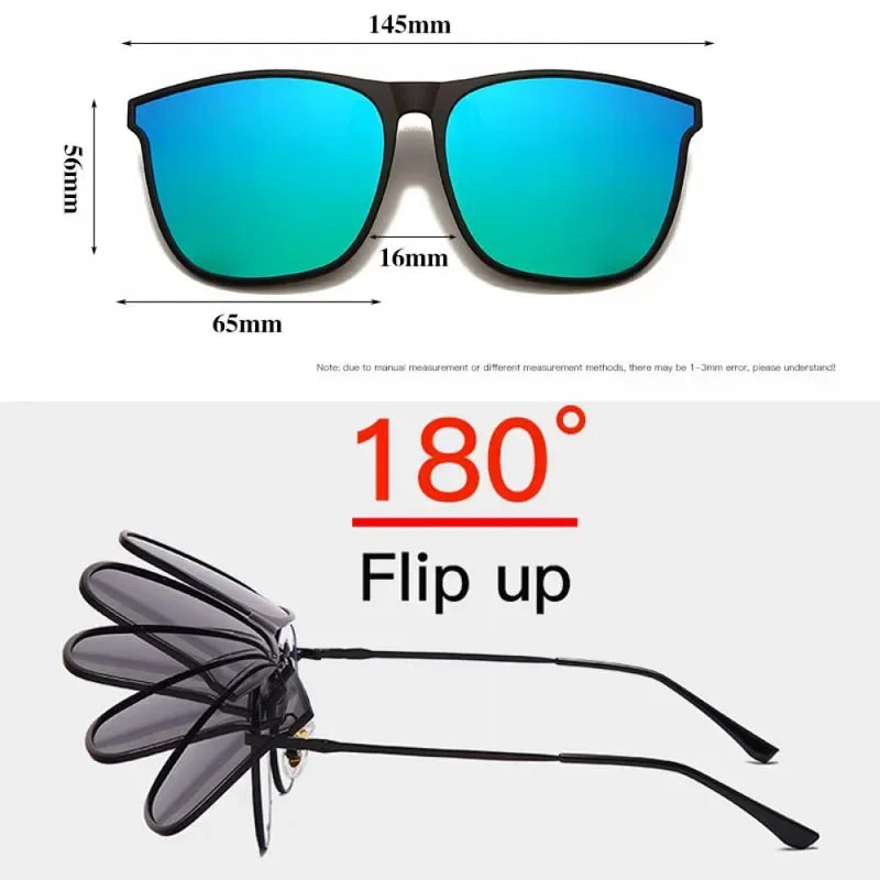Polarized Clip On Sunglasses with Photochromic Night Vision and Anti Glare
