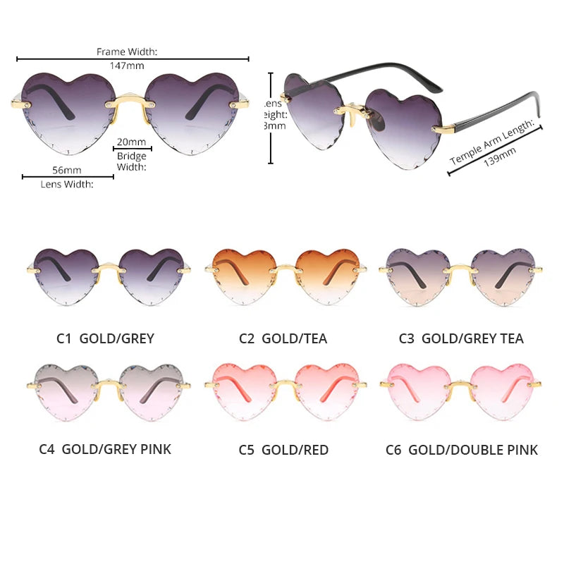 Lovely Rimless Heart Shape Women Sunglasses